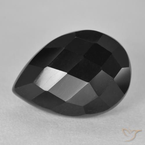 9,17 ctw natürlicher Schwarz Onyx, Birnenform, Lichtundurchlässig