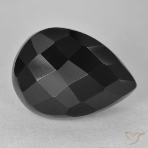 10.40ct Natürlicher Schwarz Onyx, Birnenform, Lichtundurchlässig