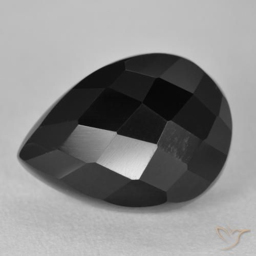 9,17 ctw natürlicher Schwarz Onyx, Birnenform, Lichtundurchlässig