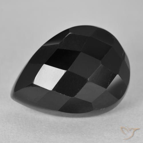 10.11ct Natürlicher Schwarz Onyx, Birnenform, Lichtundurchlässig