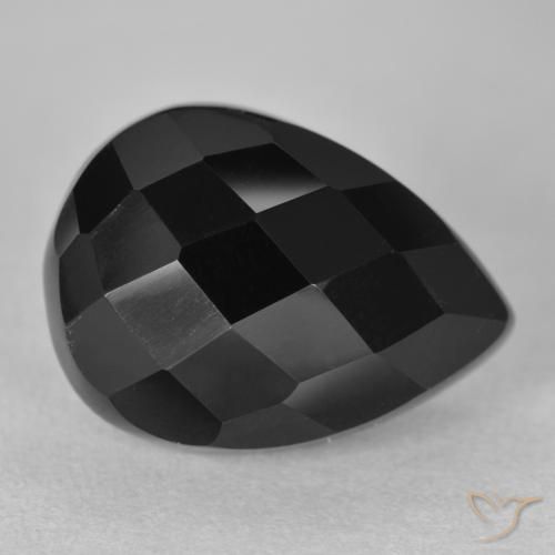 9,17 ctw natürlicher Schwarz Onyx, Birnenform, Lichtundurchlässig