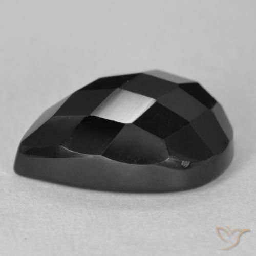 9,17 ctw natürlicher Schwarz Onyx, Birnenform, Lichtundurchlässig