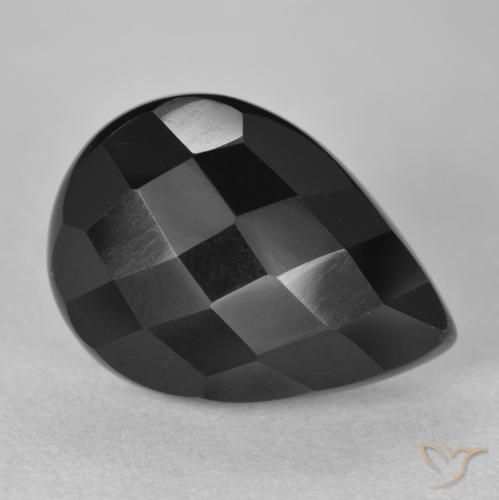 9.16ct Natürlicher Schwarz Onyx, Birnenform, Lichtundurchlässig