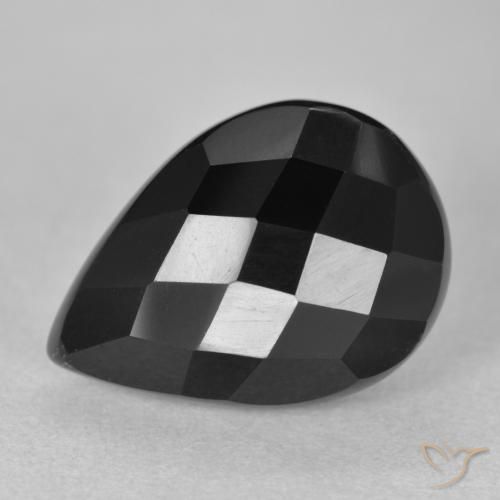 9,17 ctw natürlicher Schwarz Onyx, Birnenform, Lichtundurchlässig