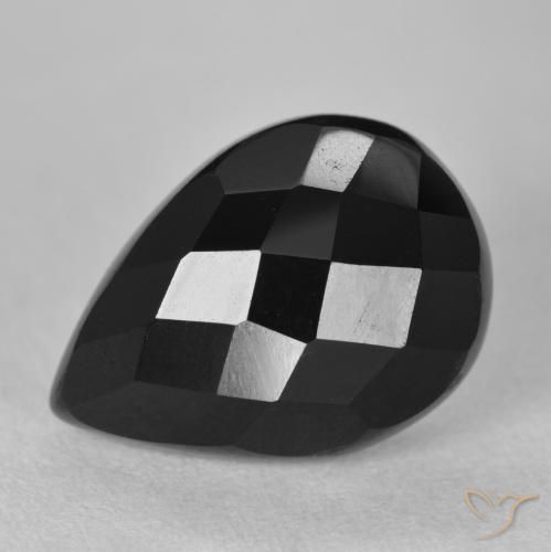 9.32ct Natürlicher Schwarz Onyx, Birnenform, Lichtundurchlässig