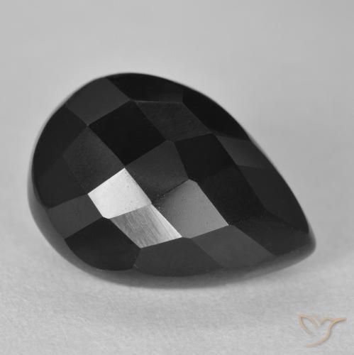 9,17 ctw natürlicher Schwarz Onyx, Birnenform, Lichtundurchlässig