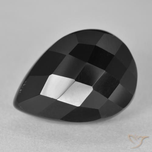 9.47ct Natürlicher Schwarz Onyx, Birnenform, Lichtundurchlässig