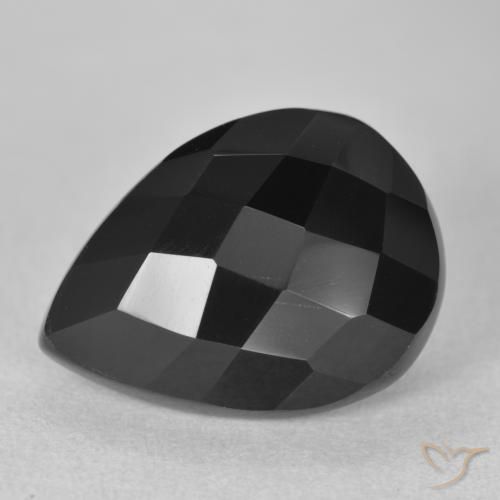 9.20ct Natürlicher Schwarz Onyx, Birnenform, Lichtundurchlässig