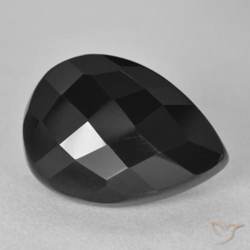 9,17 ctw natürlicher Schwarz Onyx, Birnenform, Lichtundurchlässig