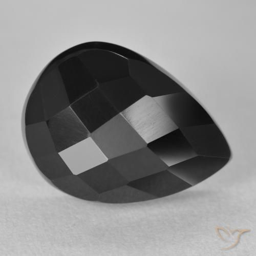 9,17 ctw natürlicher Schwarz Onyx, Birnenform, Lichtundurchlässig