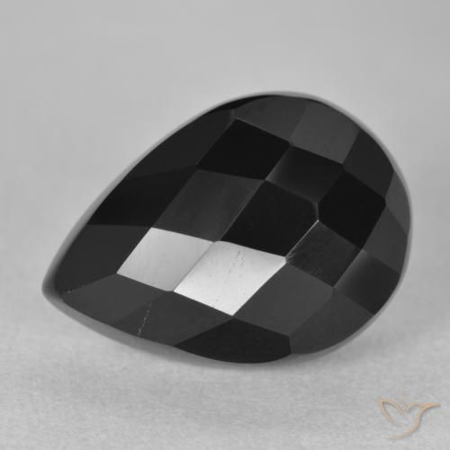 9.31ct Natürlicher Schwarz Onyx, Birnenform, Lichtundurchlässig