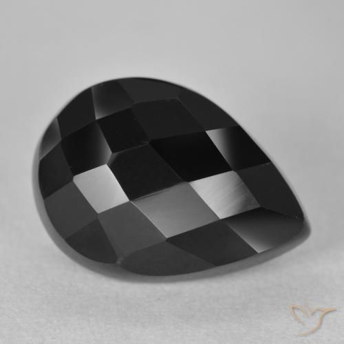 9,17 ctw natürlicher Schwarz Onyx, Birnenform, Lichtundurchlässig