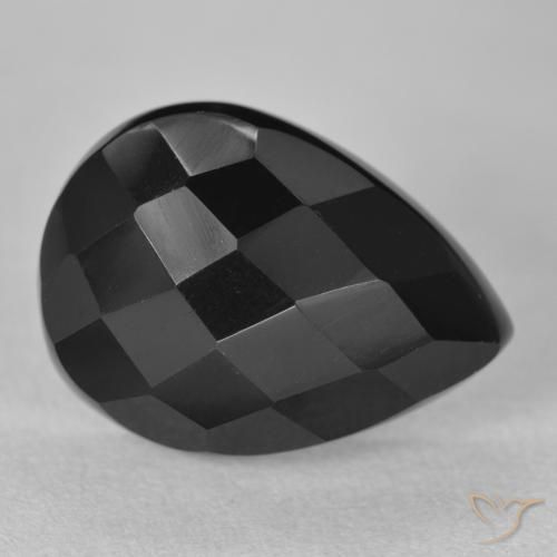 10.11ct Natürlicher Schwarz Onyx, Birnenform, Lichtundurchlässig