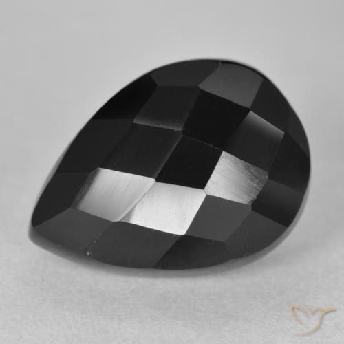9,17 ctw natürlicher Schwarz Onyx, Birnenform, Lichtundurchlässig