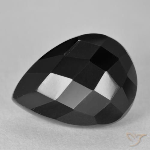 10.30ct Natürlicher Schwarz Onyx, Birnenform, Lichtundurchlässig