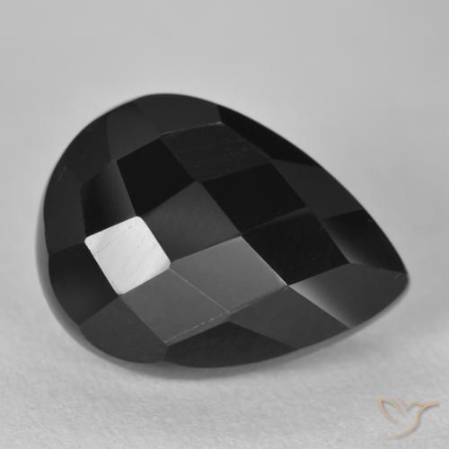 9,17 ctw natürlicher Schwarz Onyx, Birnenform, Lichtundurchlässig