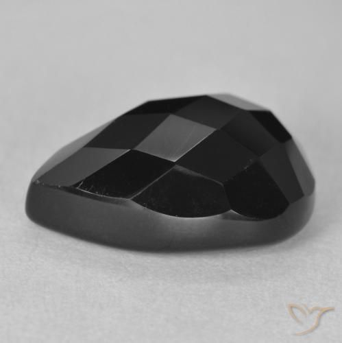 9,17 ctw natürlicher Schwarz Onyx, Birnenform, Lichtundurchlässig