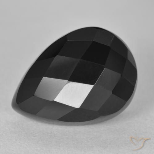 11.14ct Natürlicher Schwarz Onyx, Birnenform, Lichtundurchlässig