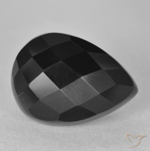 9,17 ctw natürlicher Schwarz Onyx, Birnenform, Lichtundurchlässig