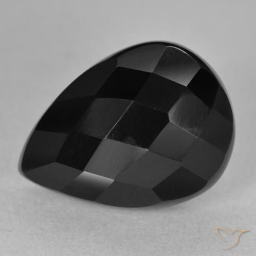 9.95ct Natürlicher Schwarz Onyx, Birnenform, Lichtundurchlässig
