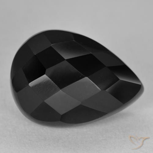 9,17 ctw natürlicher Schwarz Onyx, Birnenform, Lichtundurchlässig