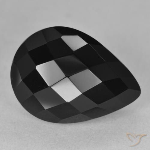 11.60ct Natürlicher Schwarz Onyx, Birnenform, Lichtundurchlässig