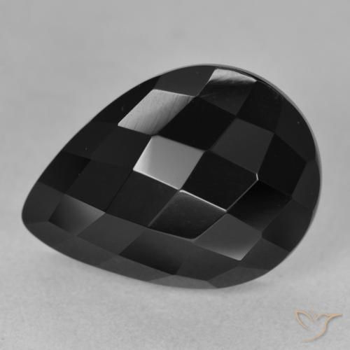 9,17 ctw natürlicher Schwarz Onyx, Birnenform, Lichtundurchlässig