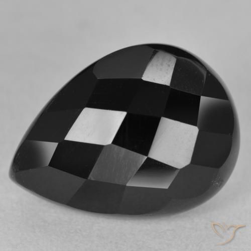 9.91ct Natürlicher Schwarz Onyx, Birnenform, Lichtundurchlässig