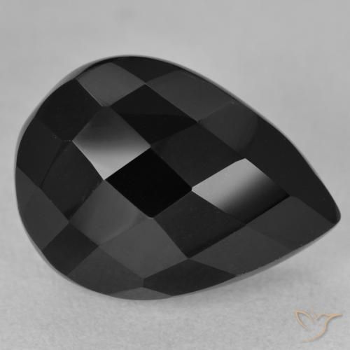 9.60ct Natürlicher Schwarz Onyx, Birnenform, Lichtundurchlässig
