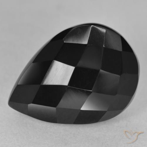 9,17 ctw natürlicher Schwarz Onyx, Birnenform, Lichtundurchlässig