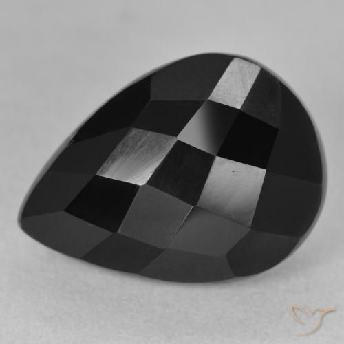 8.70ct Natürlicher Schwarz Onyx, Birnenform, Lichtundurchlässig