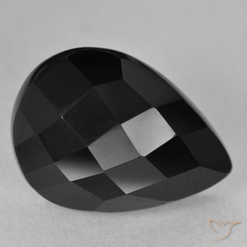 9,17 ctw natürlicher Schwarz Onyx, Birnenform, Lichtundurchlässig