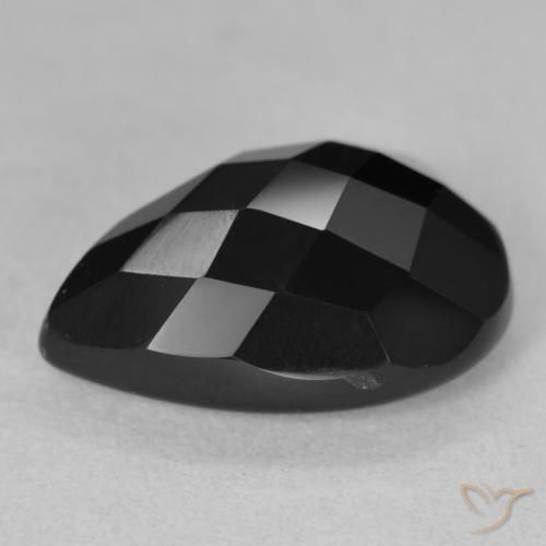 9,17 ctw natürlicher Schwarz Onyx, Birnenform, Lichtundurchlässig