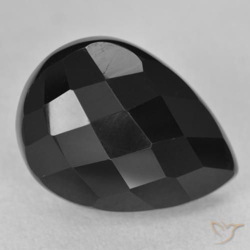 10.14ct Natürlicher Schwarz Onyx, Birnenform, Lichtundurchlässig