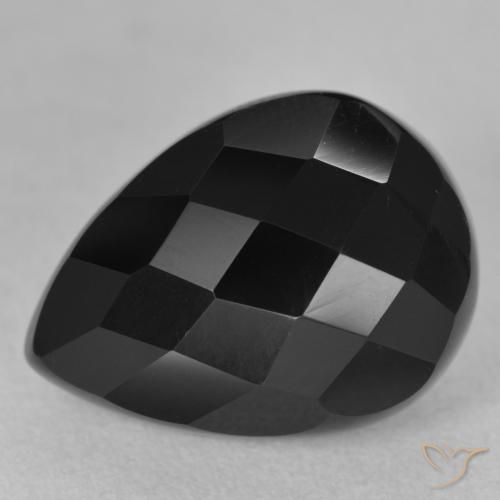 9,17 ctw natürlicher Schwarz Onyx, Birnenform, Lichtundurchlässig