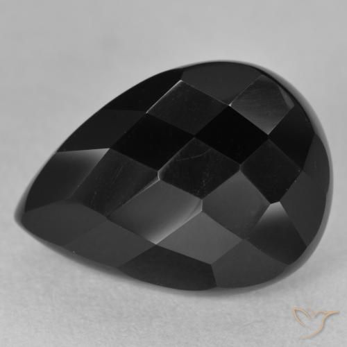 10.07ct Natürlicher Schwarz Onyx, Birnenform, Lichtundurchlässig