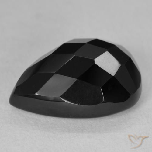 9,17 ctw natürlicher Schwarz Onyx, Birnenform, Lichtundurchlässig