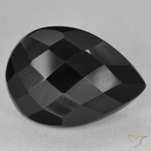 8.11ct Natürlicher Schwarz Onyx, Birnenform, Lichtundurchlässig