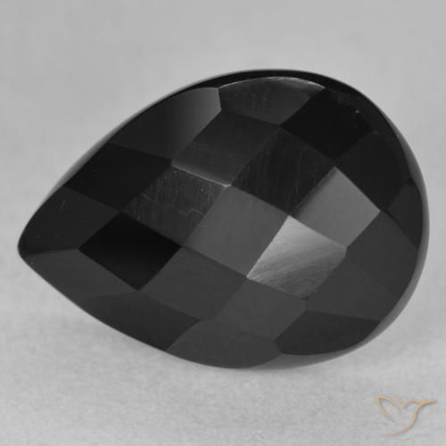 9,17 ctw natürlicher Schwarz Onyx, Birnenform, Lichtundurchlässig