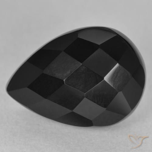9.82ct Natürlicher Schwarz Onyx, Birnenform, Lichtundurchlässig