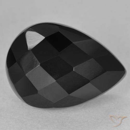 9,17 ctw natürlicher Schwarz Onyx, Birnenform, Lichtundurchlässig