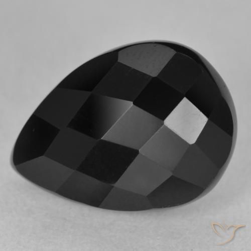 10.32ct Natürlicher Schwarz Onyx, Birnenform, Lichtundurchlässig