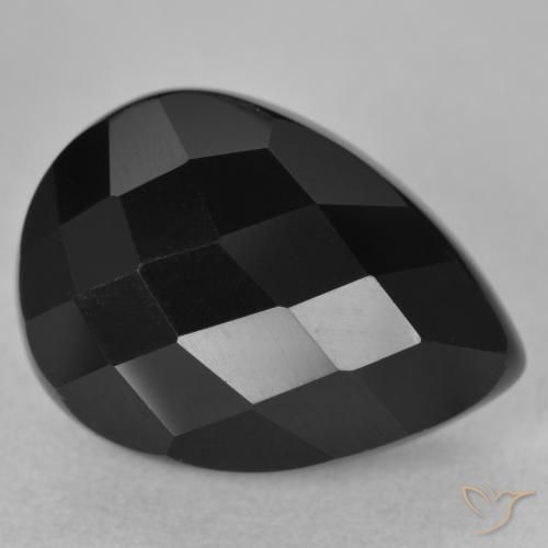 9,17 ctw natürlicher Schwarz Onyx, Birnenform, Lichtundurchlässig
