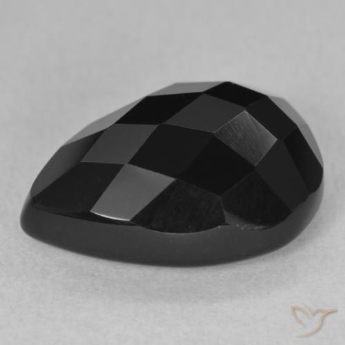 9,17 ctw natürlicher Schwarz Onyx, Birnenform, Lichtundurchlässig