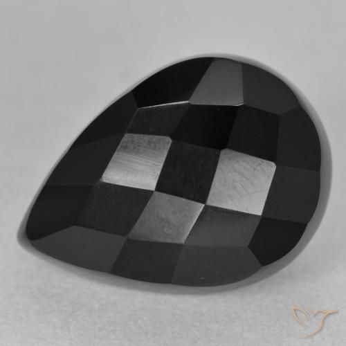 10.05ct Natürlicher Schwarz Onyx, Birnenform, Lichtundurchlässig