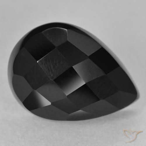 9,17 ctw natürlicher Schwarz Onyx, Birnenform, Lichtundurchlässig
