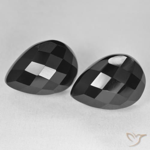 21.42ctw Natürlicher Schwarz Onyx, Birnenform, Lichtundurchlässig