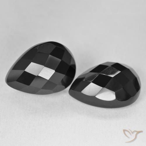 21.42 ct natürliche Schwarz Onyx-Edelsteine, Birnenform, Lichtundurchlässig