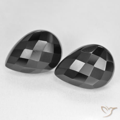 19.62ctw Natürlicher Schwarz Onyx, Birnenform, Lichtundurchlässig