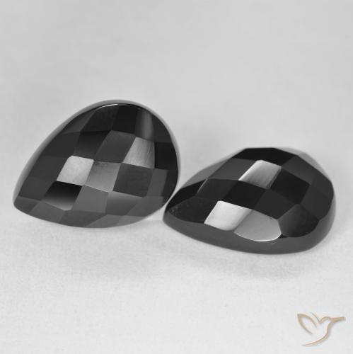 19.62 ct natürliche Schwarz Onyx-Edelsteine, Birnenform, Lichtundurchlässig